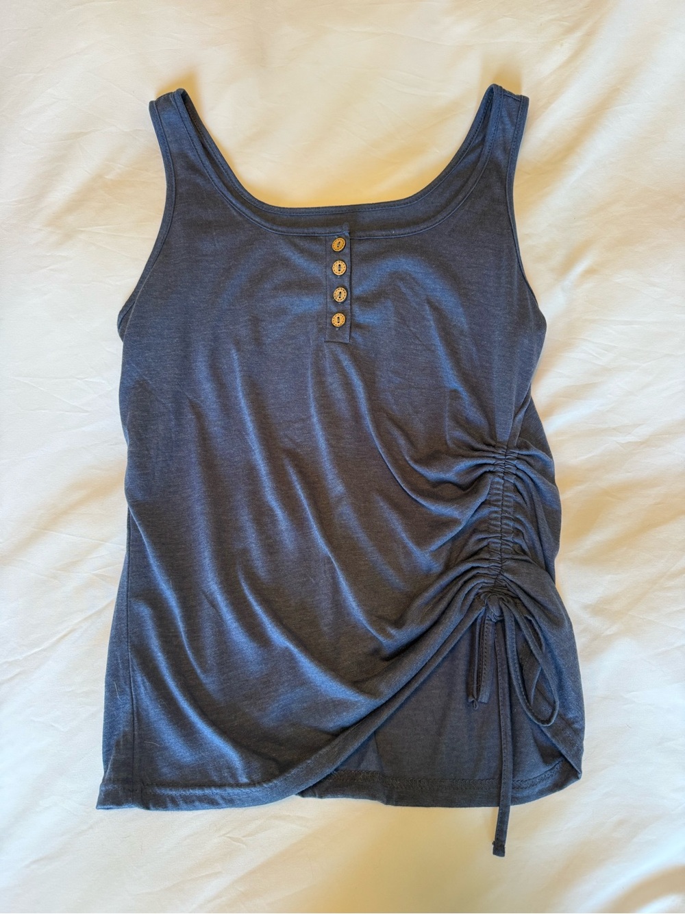 Ruched Side Sleeveless Tank Top in Slate Blue